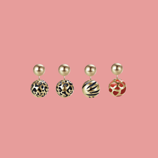 Pearly Lustre Animal Print Earring Set Of 4