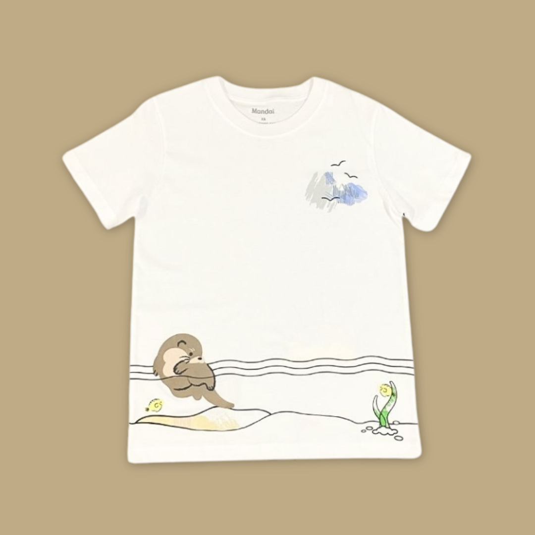 Doodle Series Otterly Doodlelicious OTTER SCENERY Adult Unisex T-Shirt MANDAI WILDLIFE RESERVE