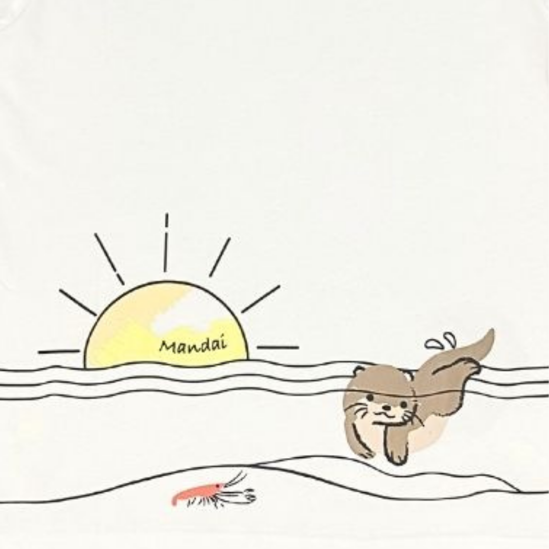 Doodle Series Otterly Doodlelicious OTTER SCENERY Adult Unisex T-Shirt MANDAI WILDLIFE RESERVE