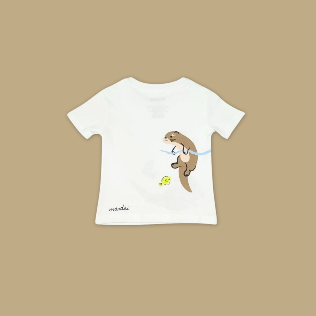 Doodle Series Kids Unisex T-Shirt Otter Swimming Short Sleeve Top - MANDAI WILDLIFE RESERVE