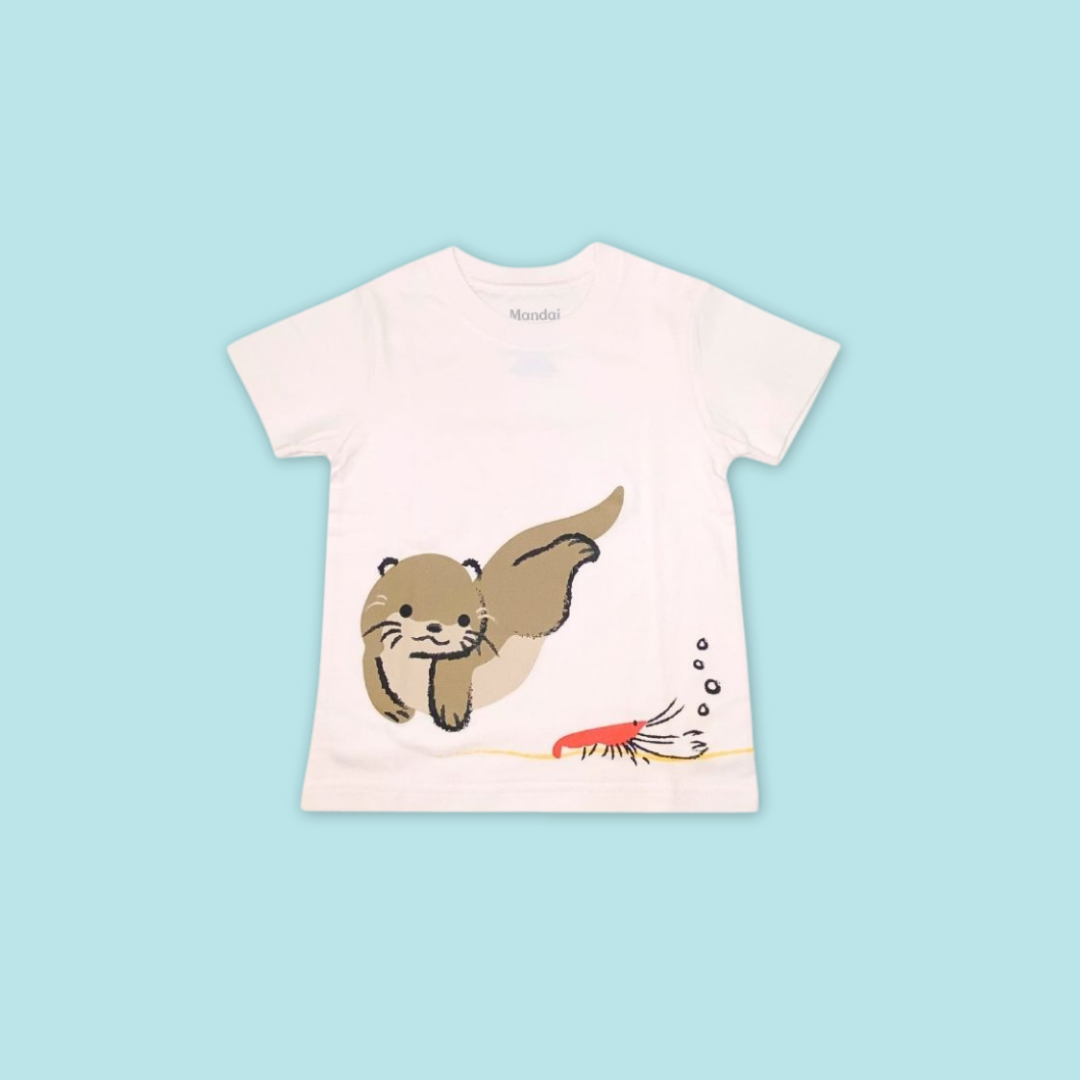 Doodle Series Kids Unisex Otter with Lobster Short Sleeve Top - MANDAI WILDLIFE RESERVE