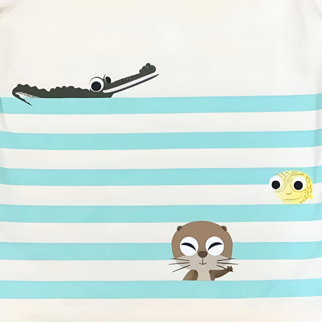 Panda and Friends Adults River Friends Stripe Tshirt - MANDAI WILDIFE RESERVE
