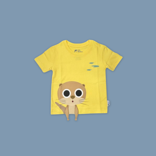 Panda And Friends Otter With Applique Hands Kids T-Shirt