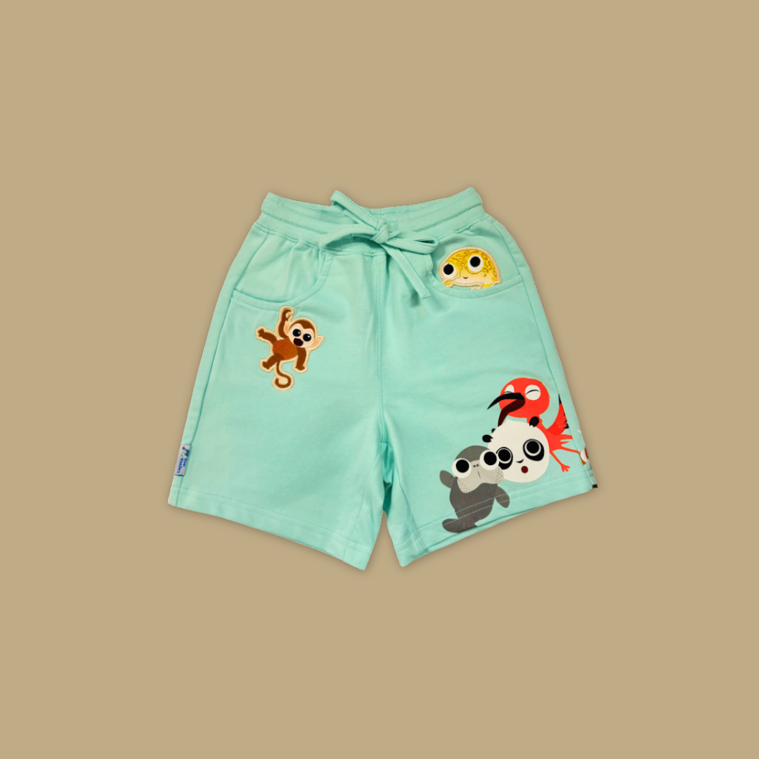 Kids Panda And Friends Blue Shorts - MANDAI WILDIFE RESERVE