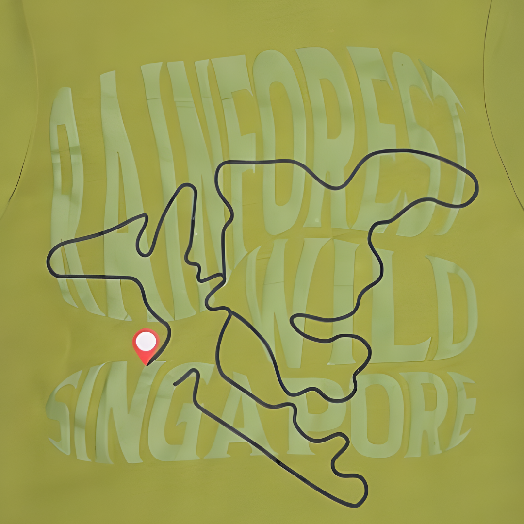 Exclusive Rainforest Wild Asia Infographic Map Adult Tee Collection MANDAI WILDLIFE RESERVE