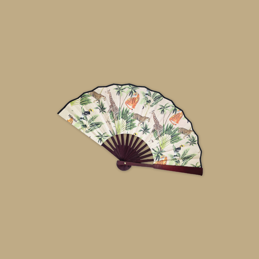 All Over Print Hand Fan Wildlife Sanctuary MANDAI WILDLIFE RESERVE
