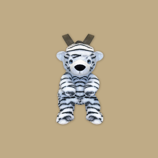 Eco White Tiger Plush Backpack 14"