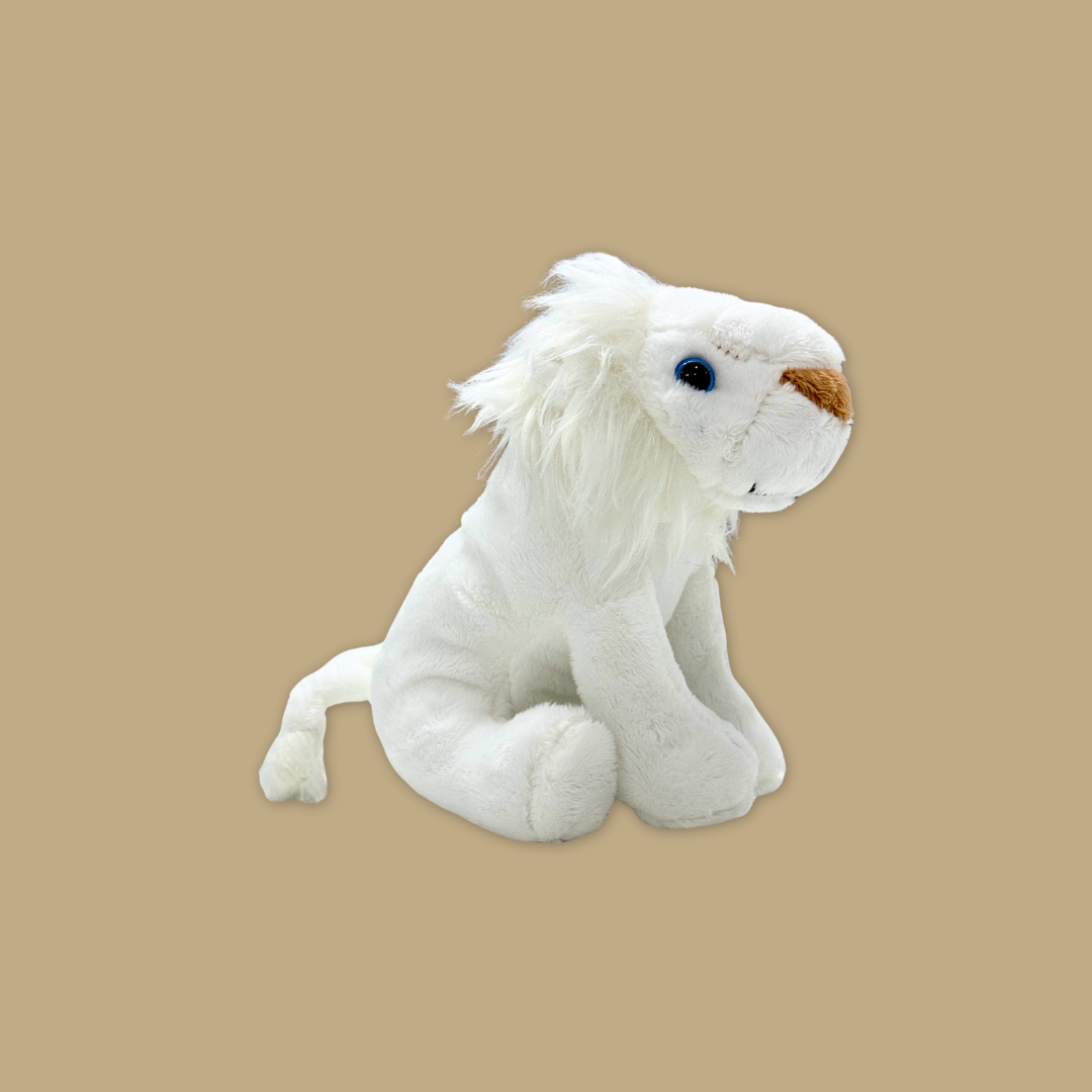 Crowned Majesty: The White Lion Plush at MANDAI WILDLIFE RESERVE