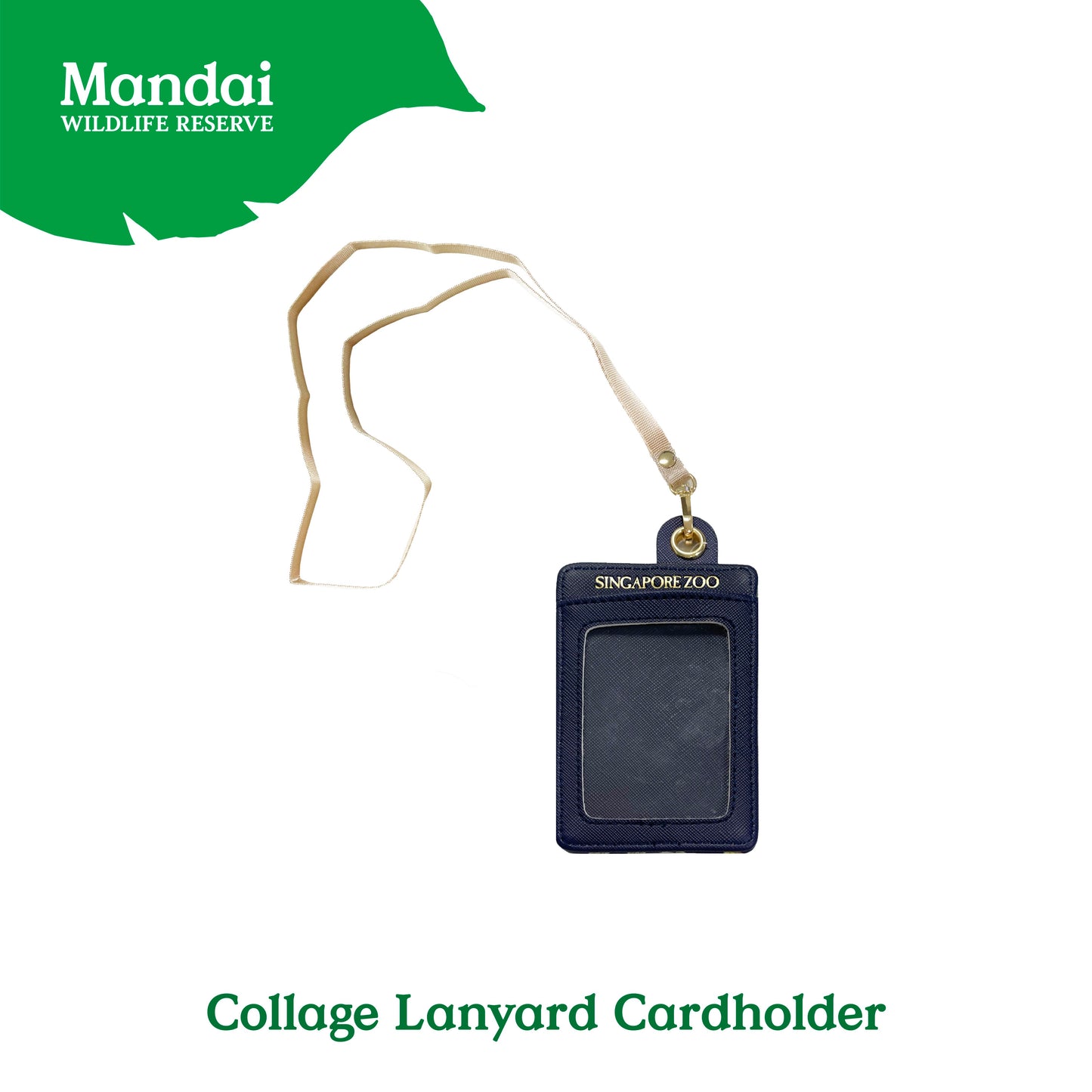 Lanyard Cardholder Soft Case Transparent Window ID with 2 Card Slots PU Leather Animal Designs MANDAI WILDLIFE RESERVE