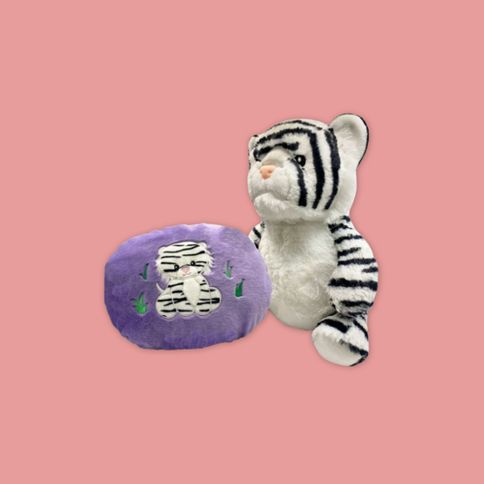 White Tiger Reversible Plush Pillow