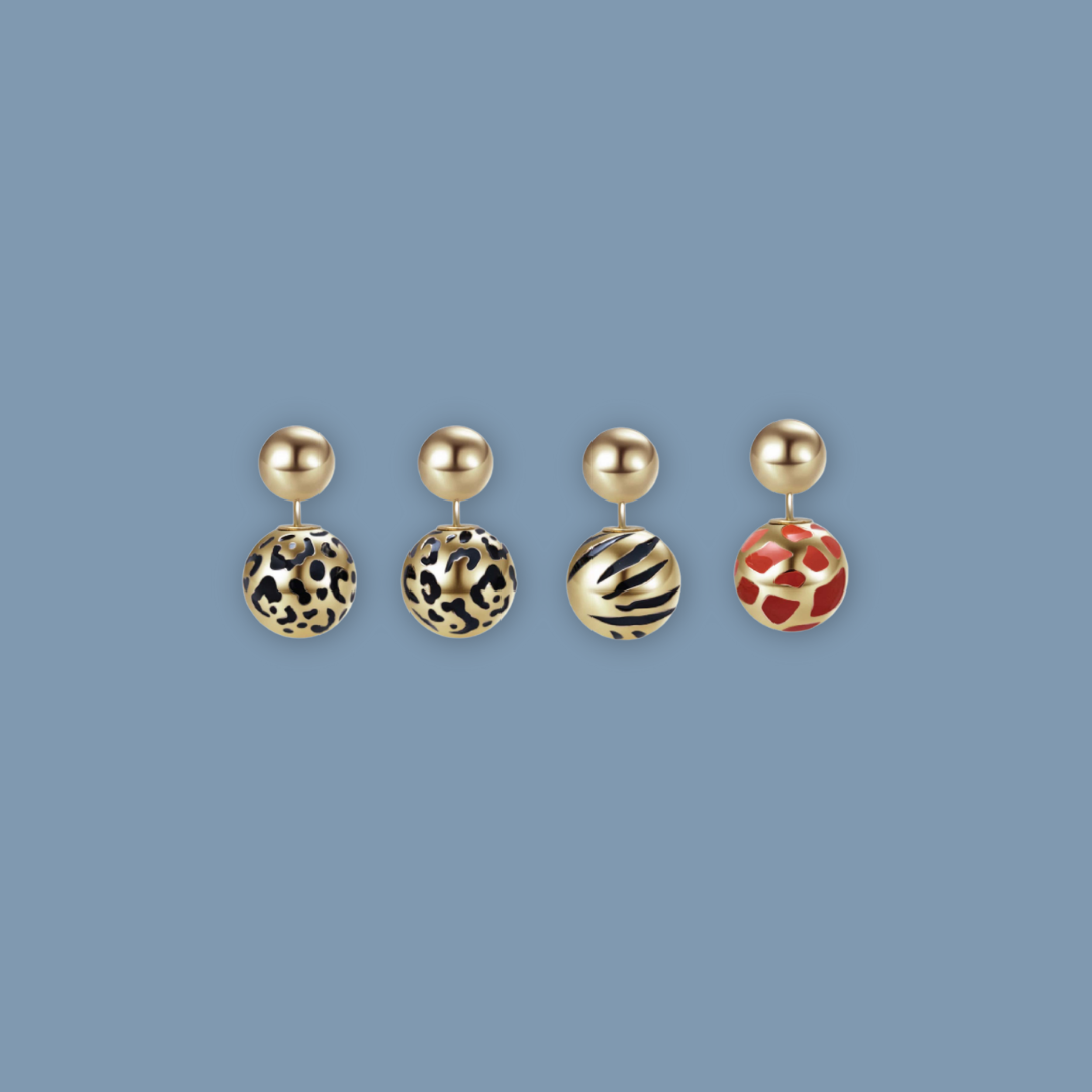 Pearly Lustre Animal Print Earring Set Of 4