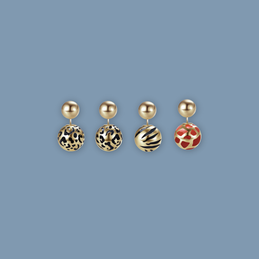 Pearly Lustre Animal Print Earring Set Of 4