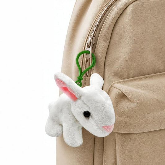 White Bunny Plush Keychain