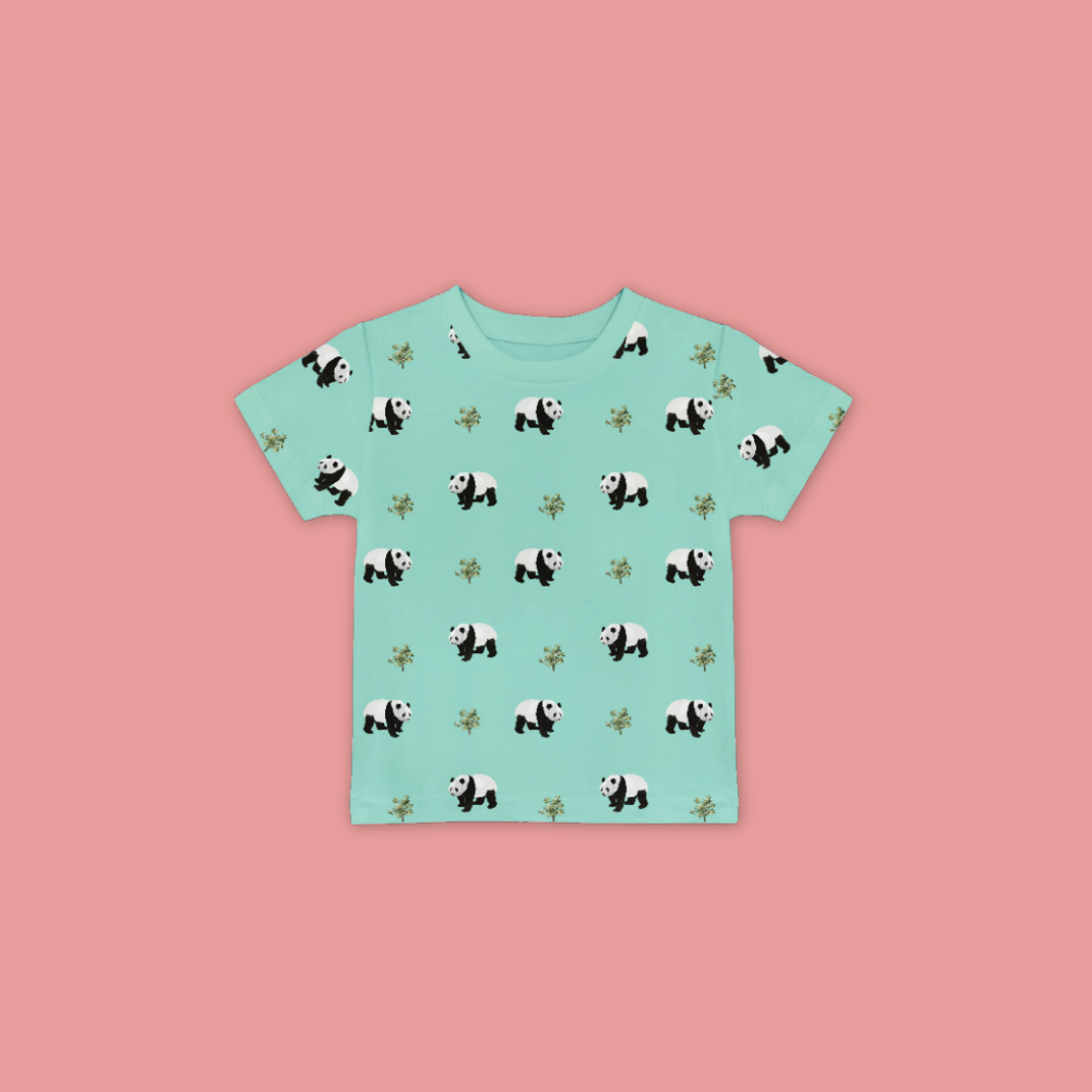 Panda All Over Print Kids Unisex Organic Cotton T-Shirt MANDAI WILDLIFE RESERVE