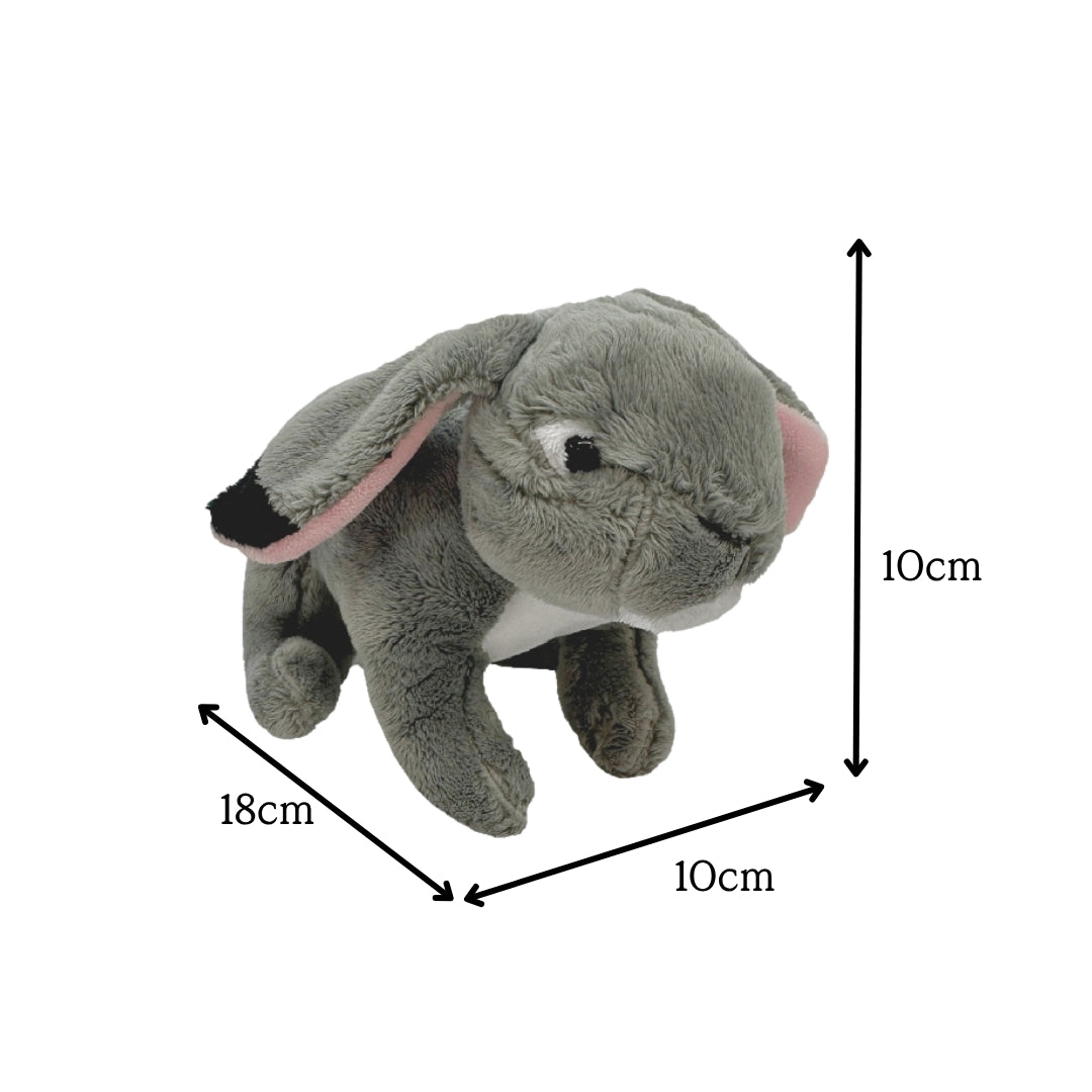 Long-Rub Rabbit Grey Beanie Plush