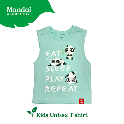 Panda Eat Sleep Play Kids Unisex Slouch Tank Comfortable Clear Details Organic Cotton Tee Clothing MANDAI WILDLIFE RESERVE