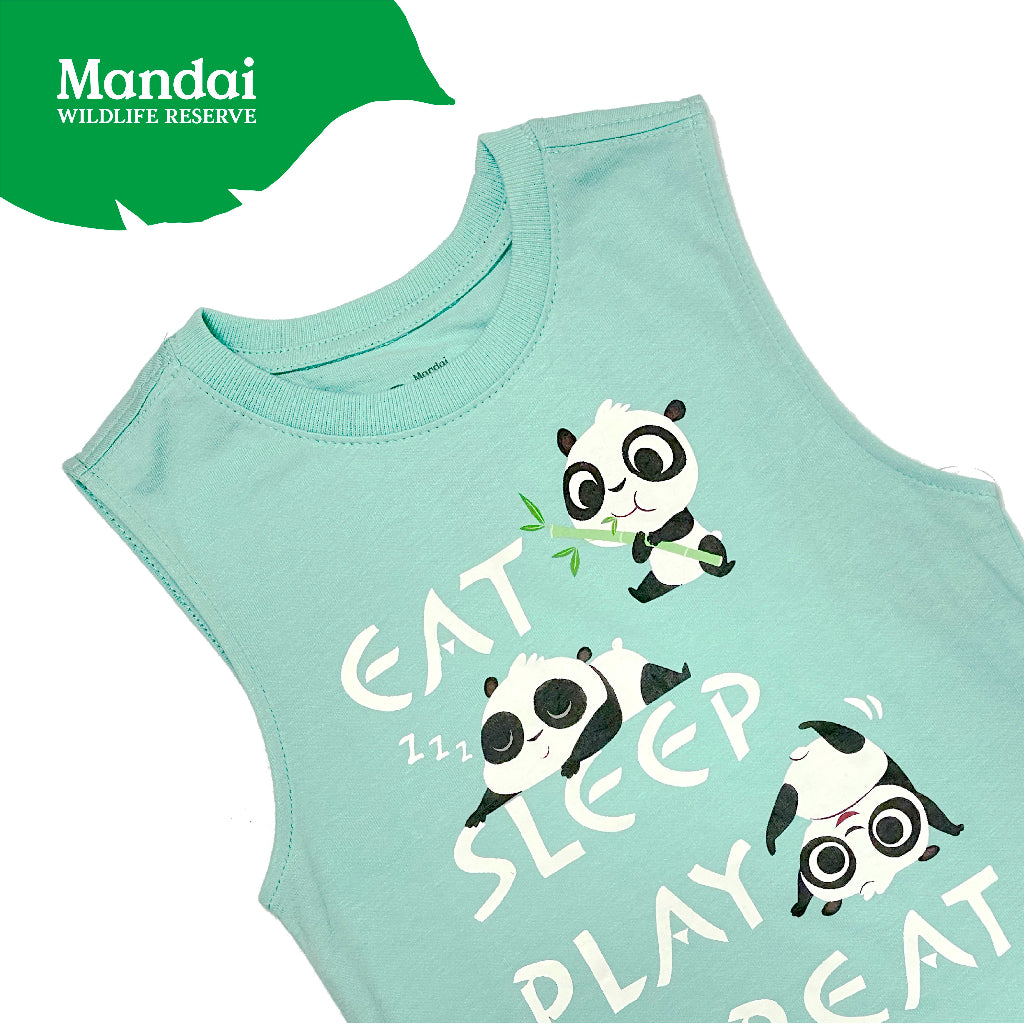 Panda Eat Sleep Play Kids Unisex Slouch Tank Comfortable Clear Details Organic Cotton Tee Clothing MANDAI WILDLIFE RESERVE