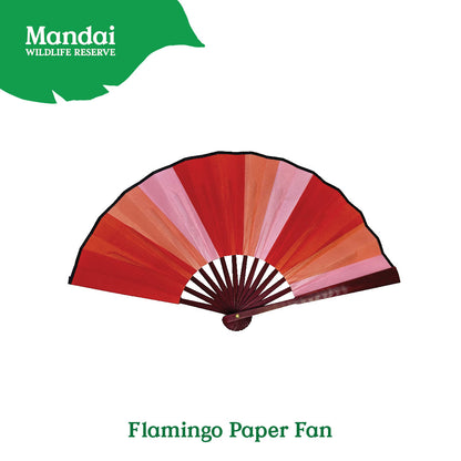 Flamingo Macaw Colorful  Folding Satin Hand Fan Flying With Colors Bird Paradise  MANDAI WILDLIFE RESERVES