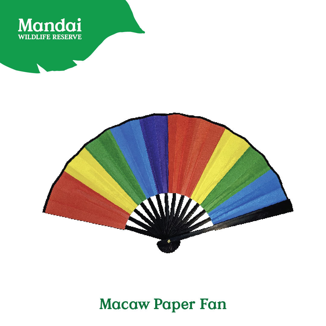 Flamingo Macaw Colorful  Folding Satin Hand Fan Flying With Colors Bird Paradise  MANDAI WILDLIFE RESERVES