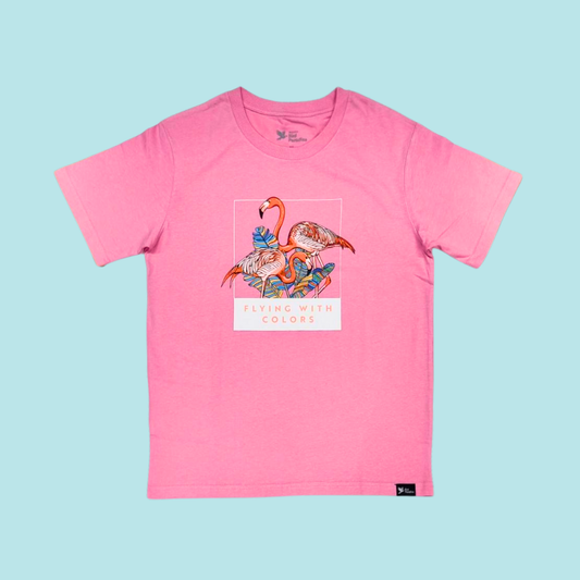 Flying With Colour Flamingo Group Adult T-Shirt