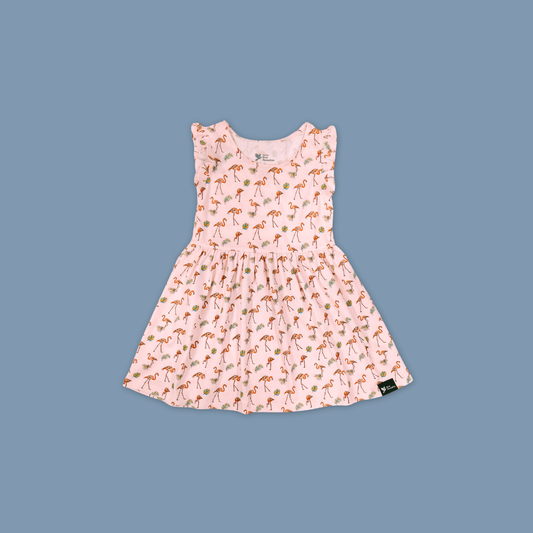 Colorful Flamingo Kids All Over Print Girl Dress - MANDAI WILDLIFE RESERVE