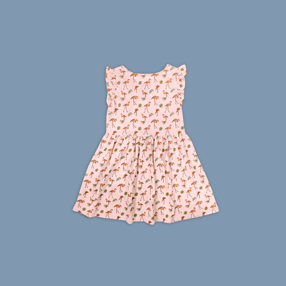 Colorful Flamingo Kids All Over Print Girl Dress - MANDAI WILDLIFE RESERVE