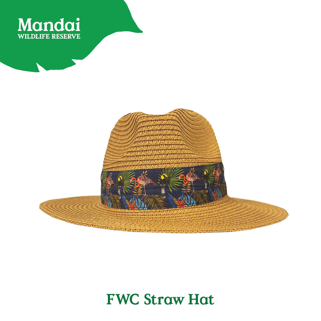 Summer Colorful Straw Hat Tote Bag with Silk scarf Flying with colors Bird Paradise MANDAI WILDLIFE RESERVE