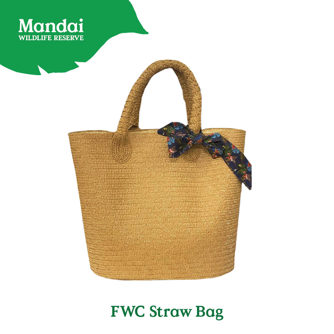 Summer Colorful Straw Hat Tote Bag with Silk scarf Flying with colors Bird Paradise MANDAI WILDLIFE RESERVE