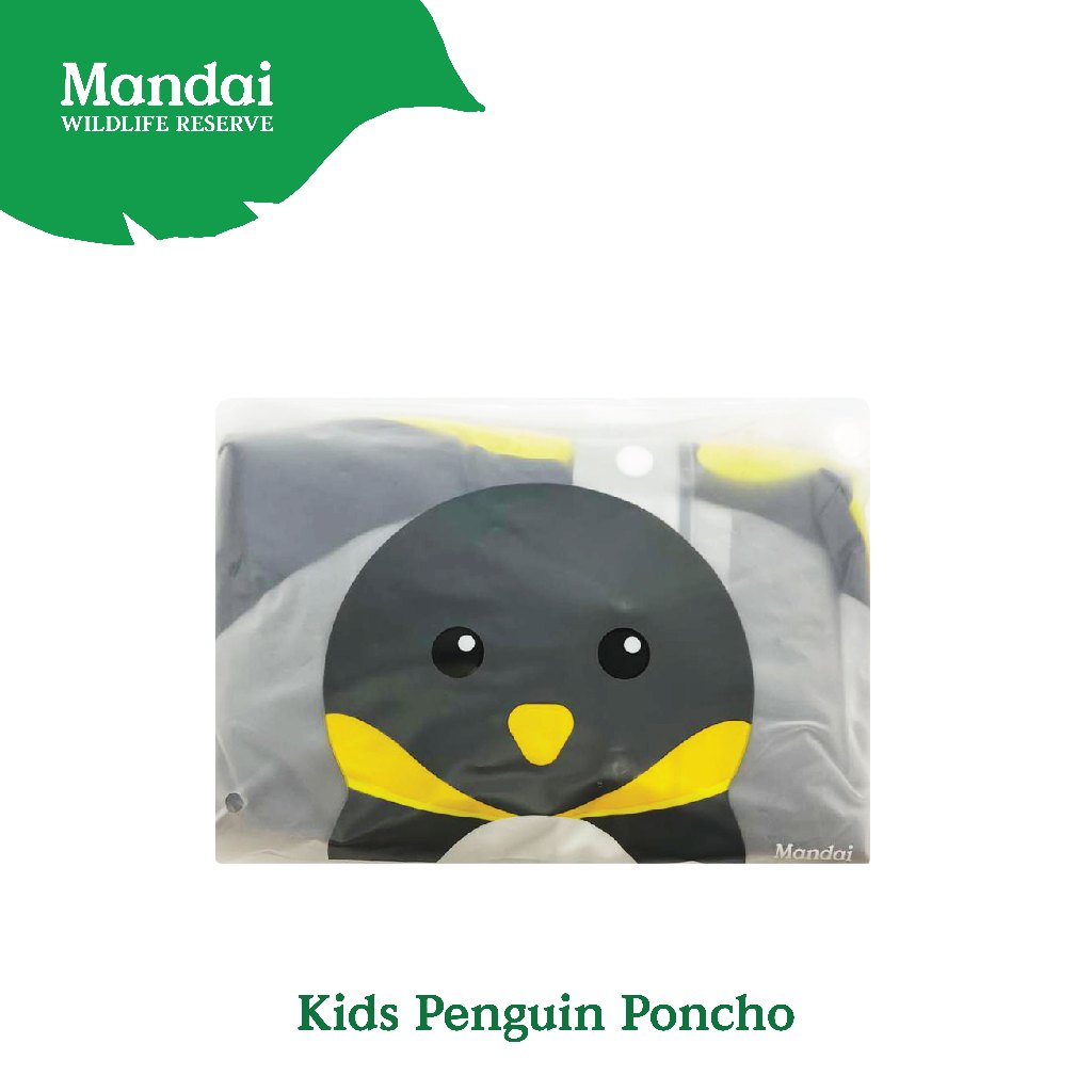 Reusable Animal Print Kids Poncho Raincoat Cute Penguin MANDAI WILDLIFE RESERVE