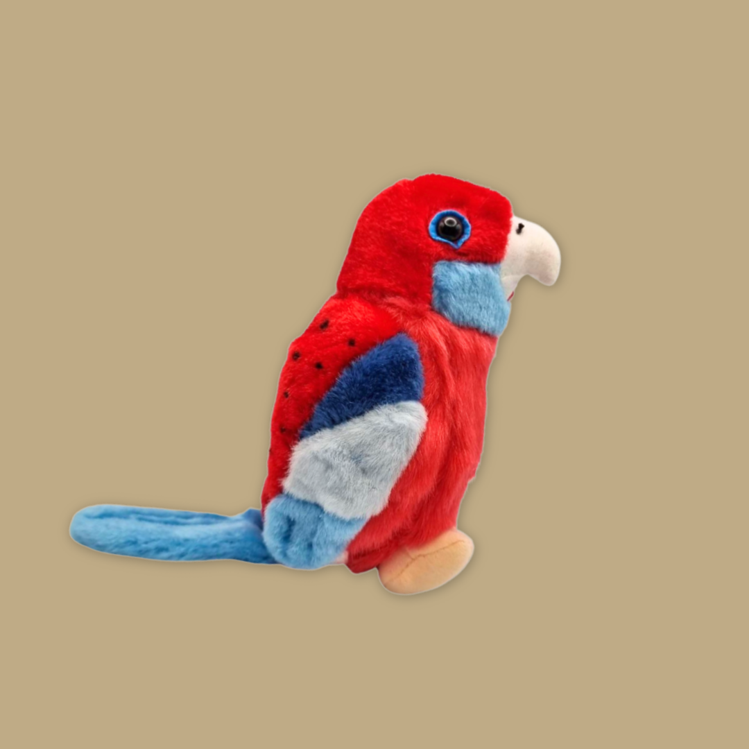 Crimson Rosella Plush with Sound – Lifelike Bird Toy Inspired by Nature MANDAI WILDLIFE RESERVE