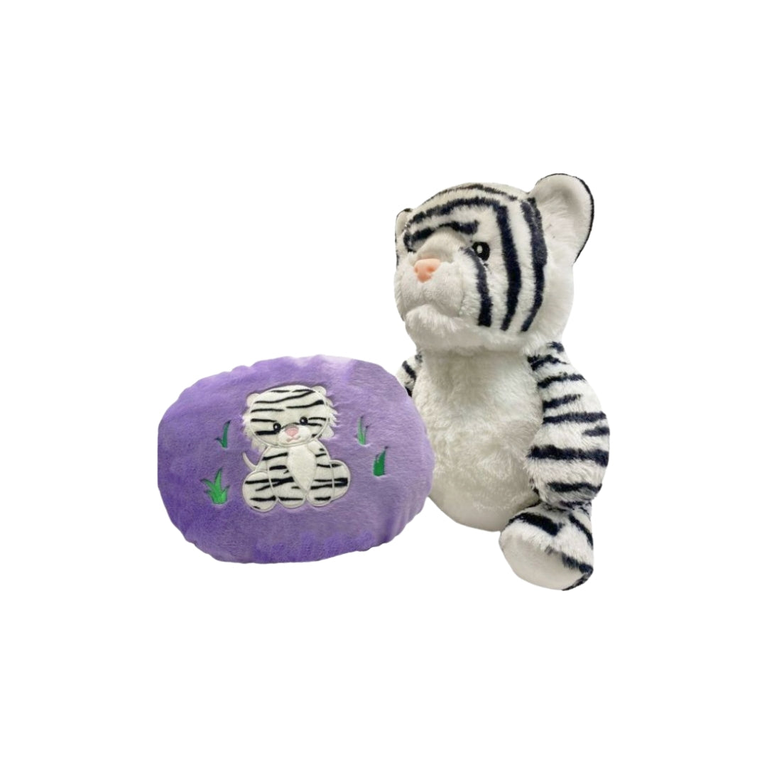 White Tiger Reversible Plush Pillow