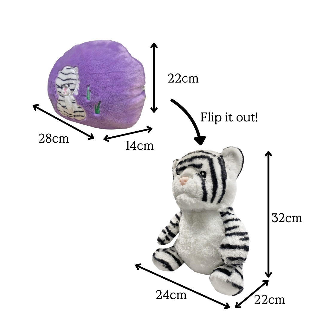 White Tiger Reversible Plush Pillow