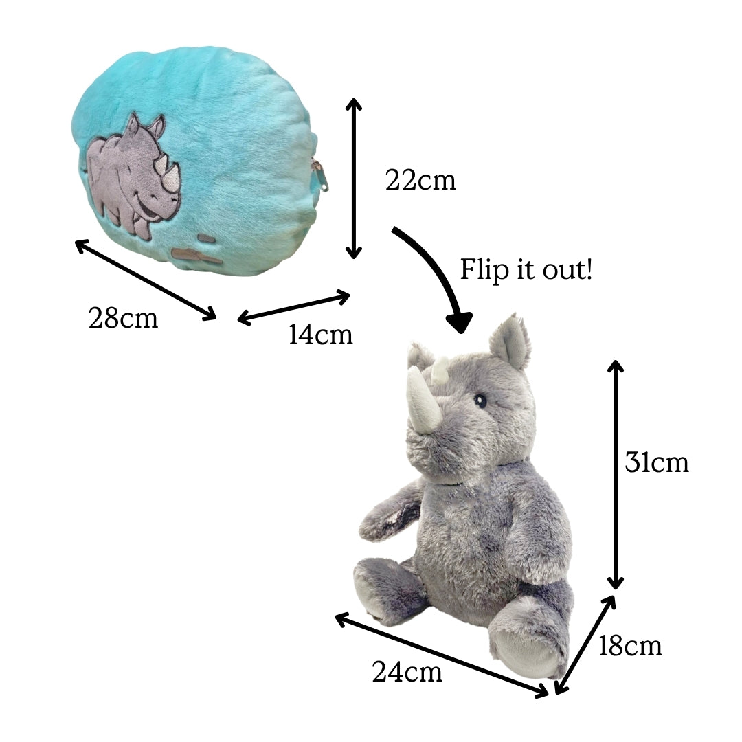 Rhino Reversible Plush Pillow