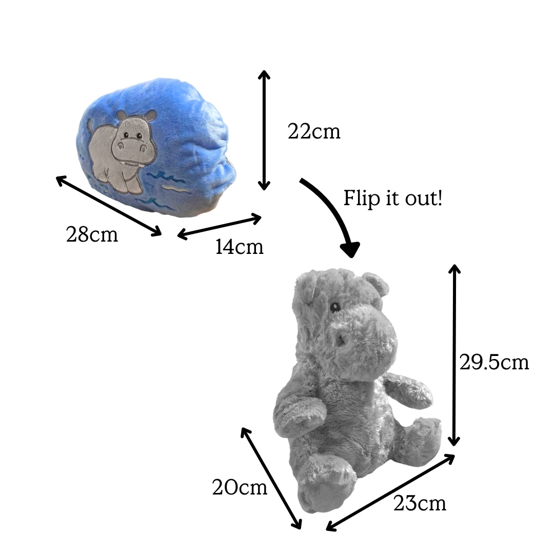 Hippo Reversible Plush Pillow