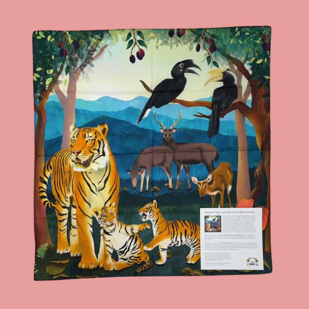 Tiger and Hornbill Bandana Scarf