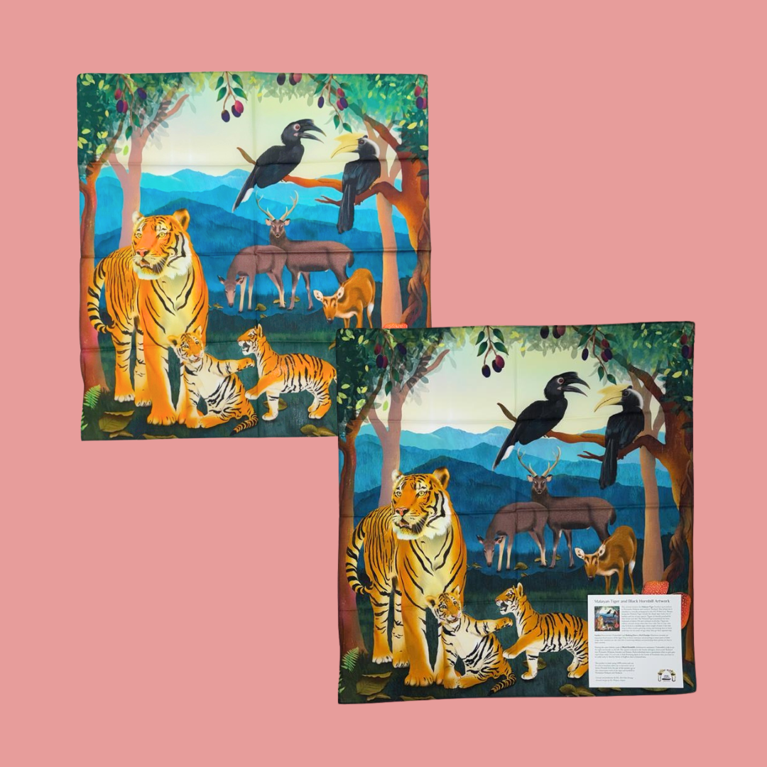 Tiger and Hornbill Bandana Scarf