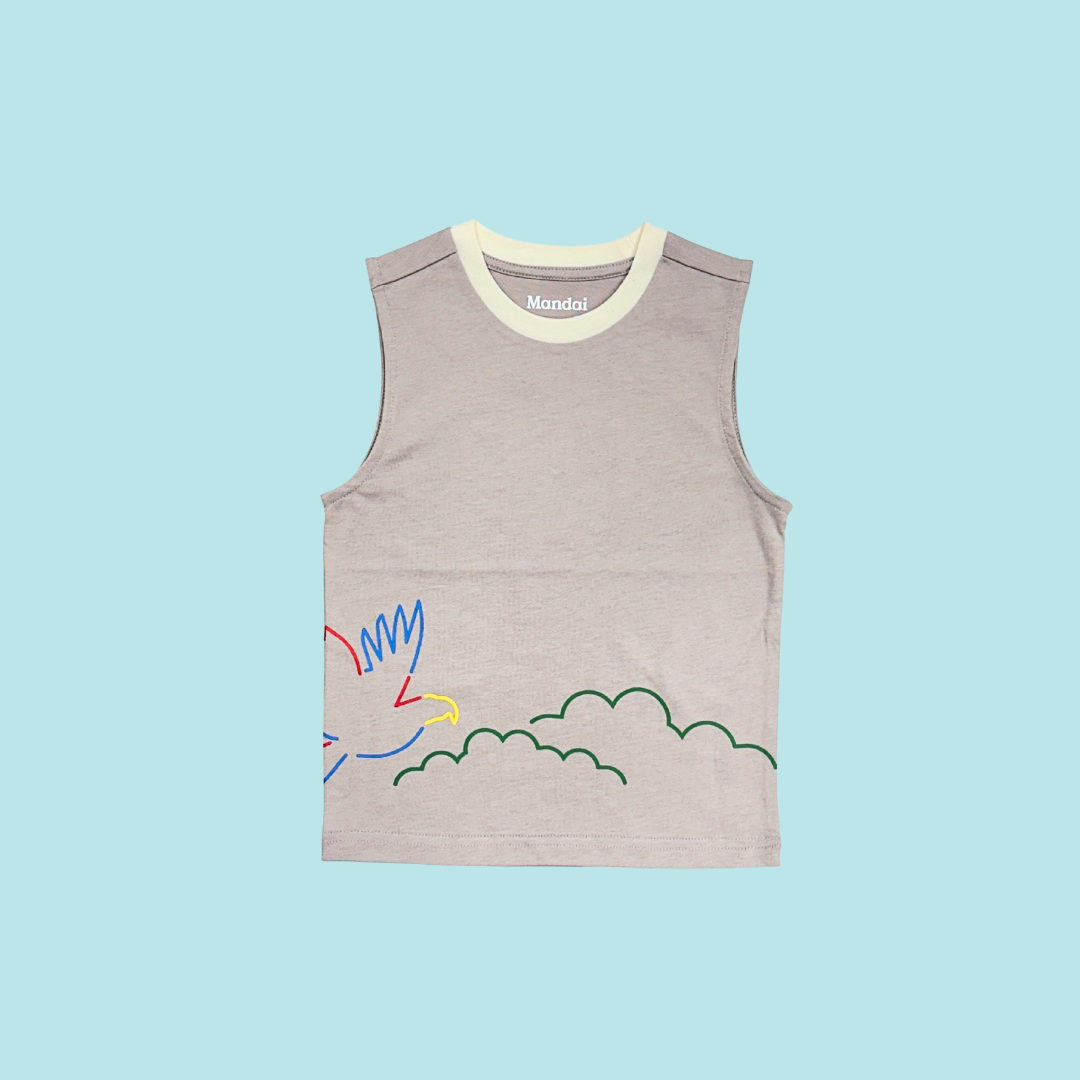 Bird Paradise Outline Kids Sleeveless Tank Top