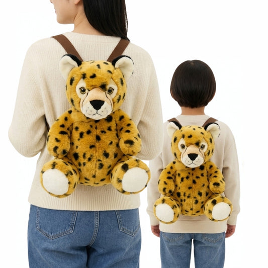 Eco Leopard Plush Backpack 14"