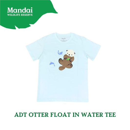 Doodle Series – Otterly Doodlelicious Adult Unisex T-Shirt Otter Float in Water Short Sleeve Top  MANDAI WILDLIFE RESERVE