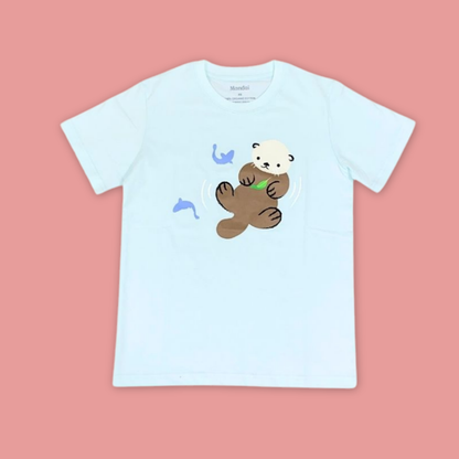 Doodle Series Adult Unisex T-Shirt Otter Float in Water Short Tee -  MANDAI WILDLIFE RESERVE