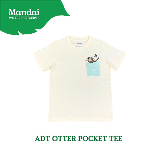 Doodle Series – Otterly Doodlelicious Adult Unisex T-Shirt Otter Pocket Short Sleeve Top  MANDAI WILDLIFE RESERVE