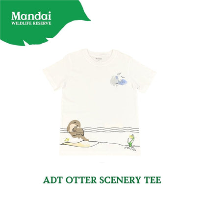 Doodle Series – Otterly Doodlelicious Adult Unisex T-Shirt Otter Scenery Short Sleeve Top  MANDAI WILDLIFE RESERVE