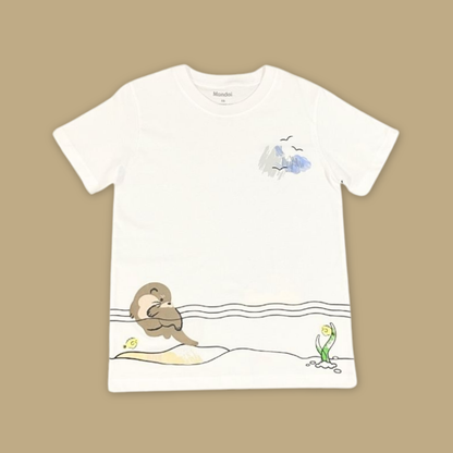 Doodle Series Otterly Doodlelicious OTTER SCENERY Adult Unisex T-Shirt MANDAI WILDLIFE RESERVE