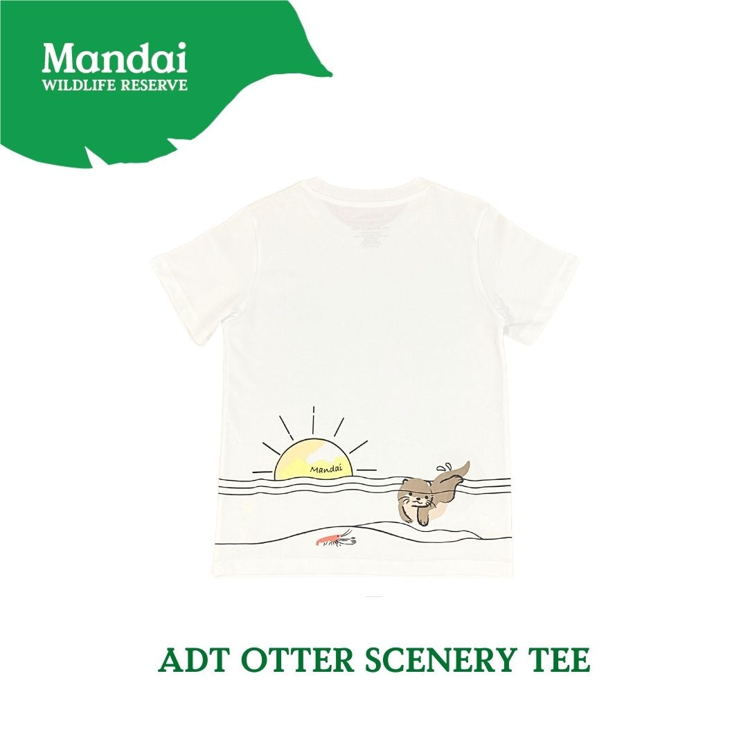 Doodle Series – Otterly Doodlelicious Adult Unisex T-Shirt Otter Scenery Short Sleeve Top  MANDAI WILDLIFE RESERVE