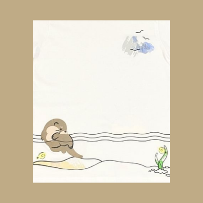 Doodle Series Otterly Doodlelicious OTTER SCENERY Adult Unisex T-Shirt MANDAI WILDLIFE RESERVE