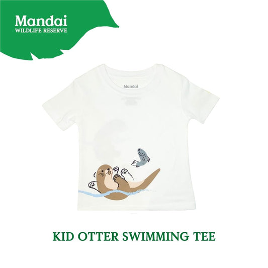 Doodle Series – Otterly Doodlelicious Kids Unisex T-Shirt Otter Swimming Short Sleeve Top  MANDAI WILDLIFE RESERVE