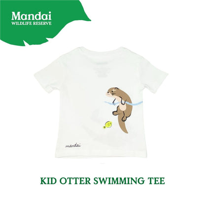 Doodle Series – Otterly Doodlelicious Kids Unisex T-Shirt Otter Swimming Short Sleeve Top  MANDAI WILDLIFE RESERVE