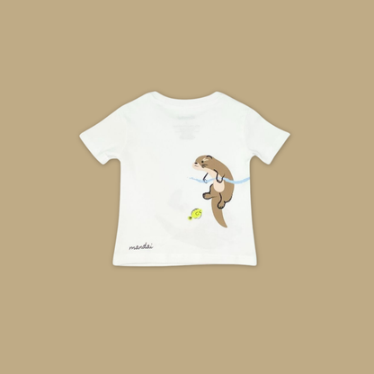 Doodle Series Kids Unisex T-Shirt Otter Swimming Short Sleeve Top - MANDAI WILDLIFE RESERVE
