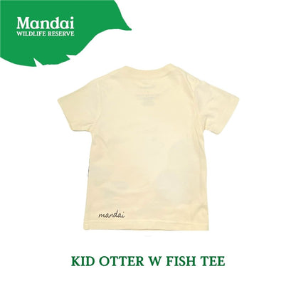 Doodle Series – Otterly Doodlelicious Kids Unisex T-Shirt Otter with Fish Short Sleeve Top  MANDAI WILDLIFE RESERVE