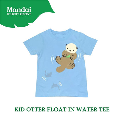 Doodle Series – Otterly Doodlelicious Kids Unisex T-Shirt Otter Float in Water Short Sleeve Top  MANDAI WILDLIFE RESERVE